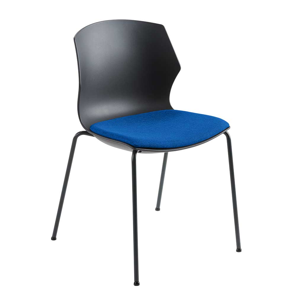 Moderner Kunststoff Stuhl Gorana in Anthrazit und Blau mit Metallgestell