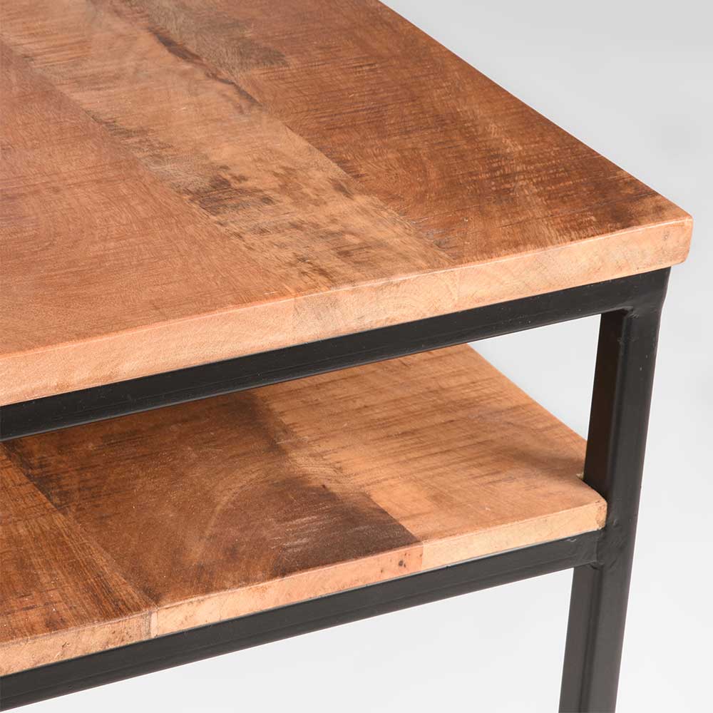 TV Tisch Laxya aus Mangobaum Massivholz und Metall im Loft Design