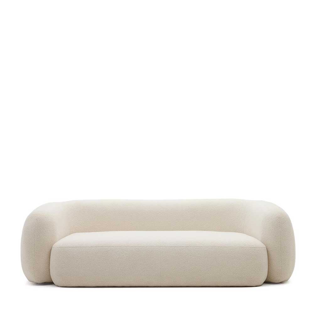 Boucle Dreisitzer Couch Troy in Offwhite 246 cm breit