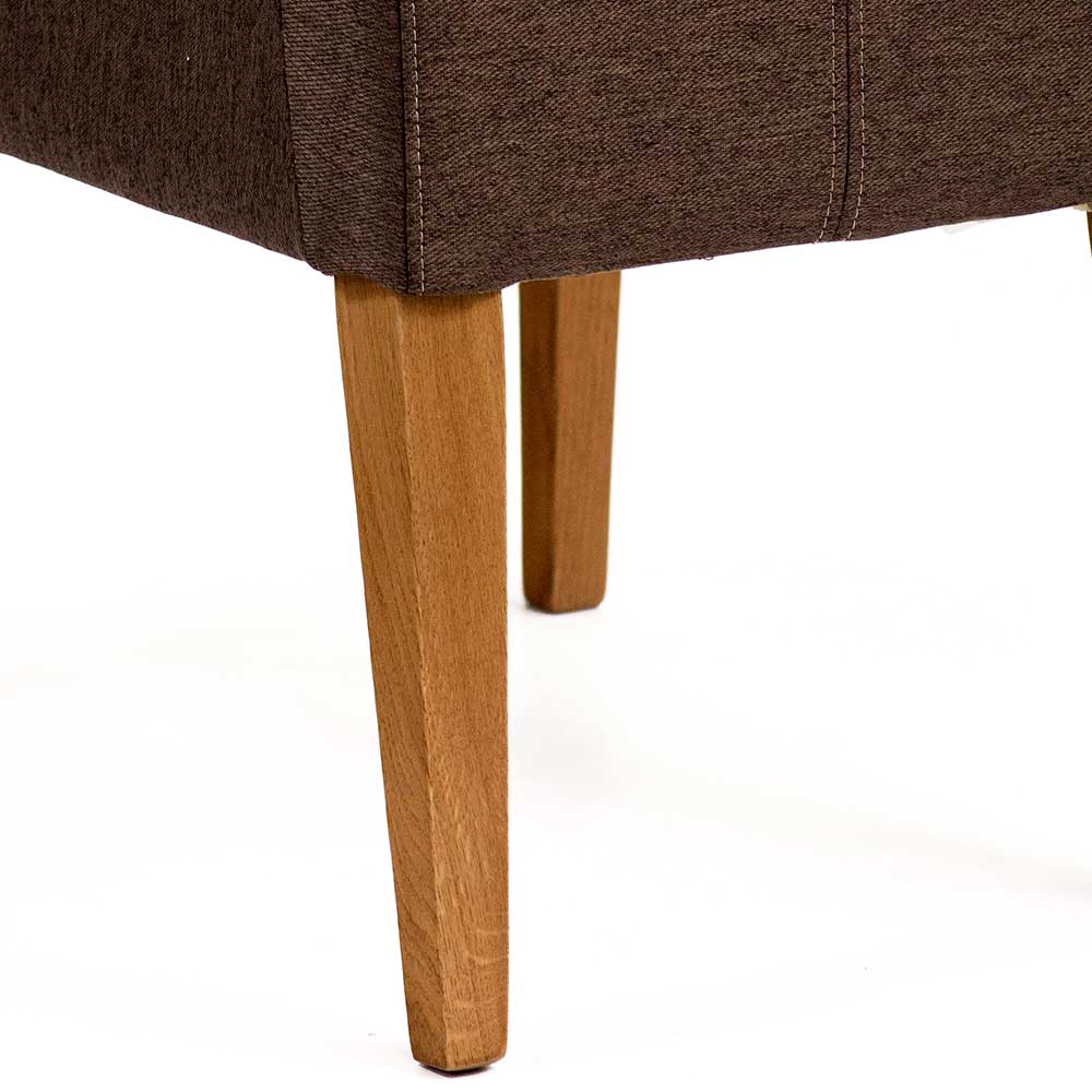 Esszimmerstühle Beath in Braun Webstoff mit Holzbeinen aus Eiche (2er Set)