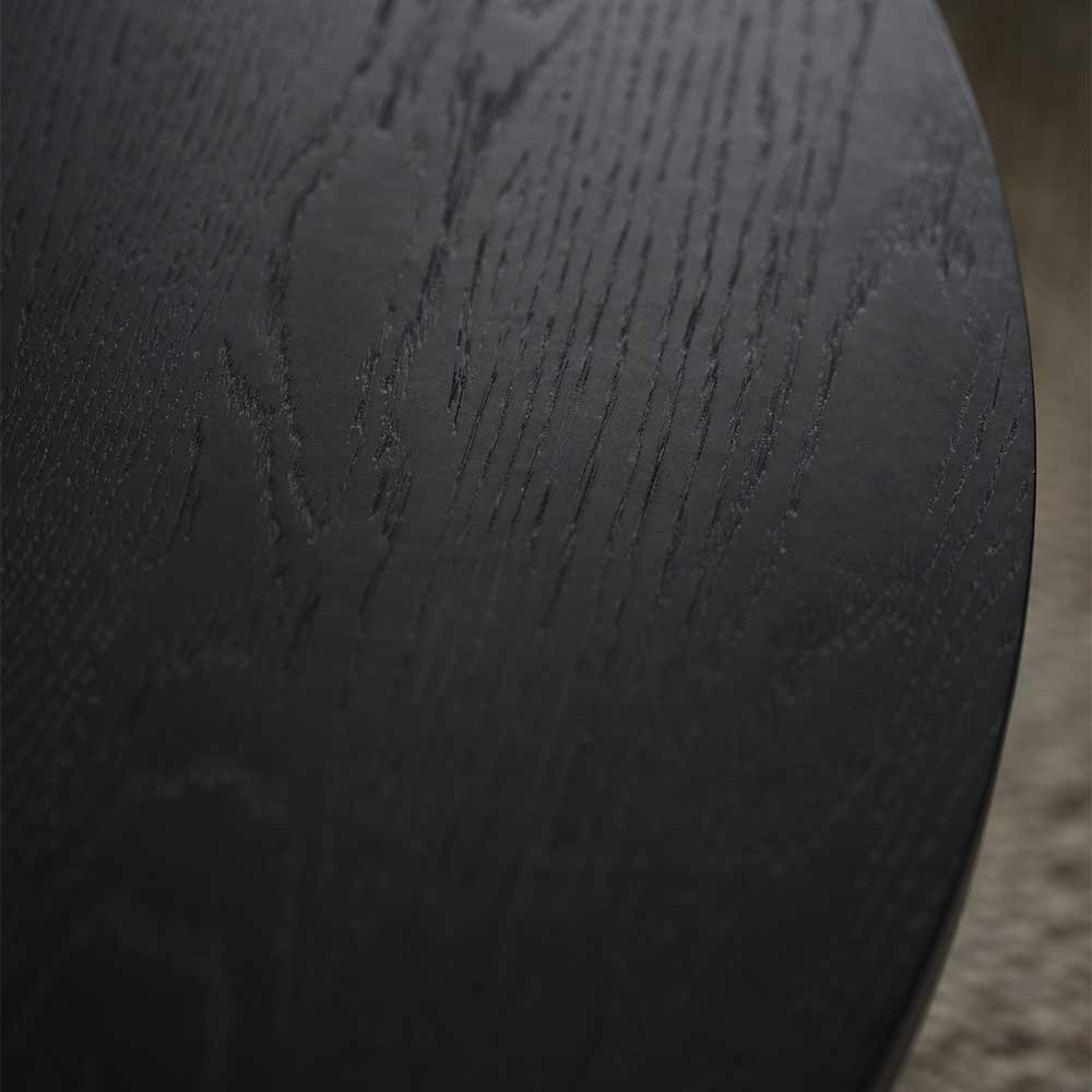 Runder Sofatisch Tulima in Schwarz mit Holz Bügelgestell