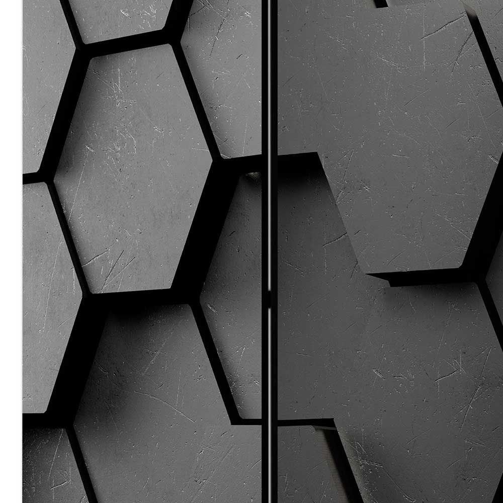 Sichtschutz Paravent Matteov in Anthrazit und Schwarz mit geometrischem Muster