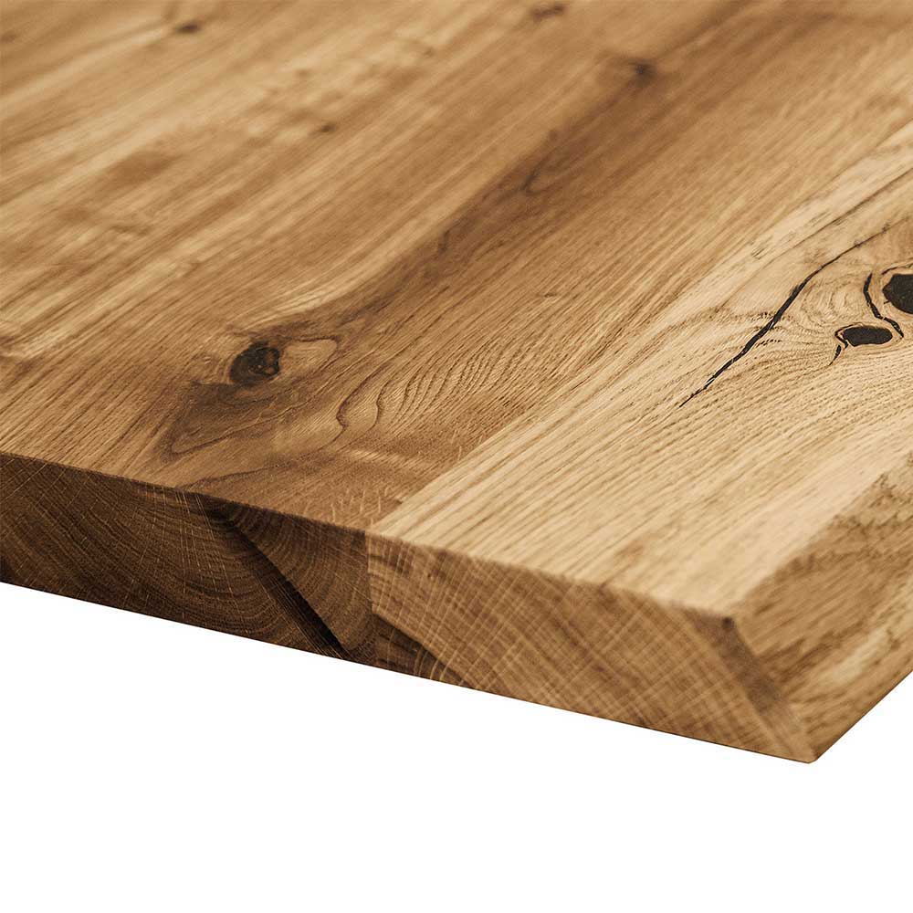 Couchtisch Cariasca aus Wildeiche Massivholz und Stahl im Loft Design