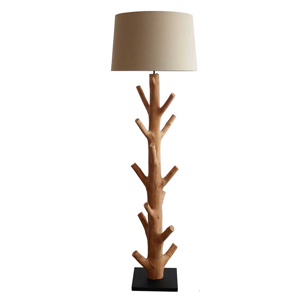 Massivholz Stehlampe Imresla im Skandi Design 175 cm hoch