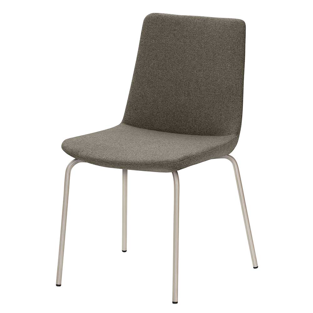 Metallgestell Stuhl Stopp mit gemuldeter Sitzschale in Braun meliert