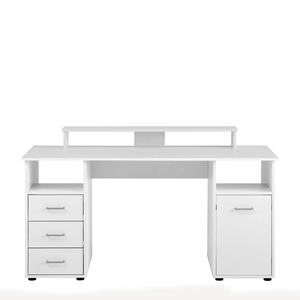 Bürotisch Agiventa in Weiß mit Schreibtischaufsatz