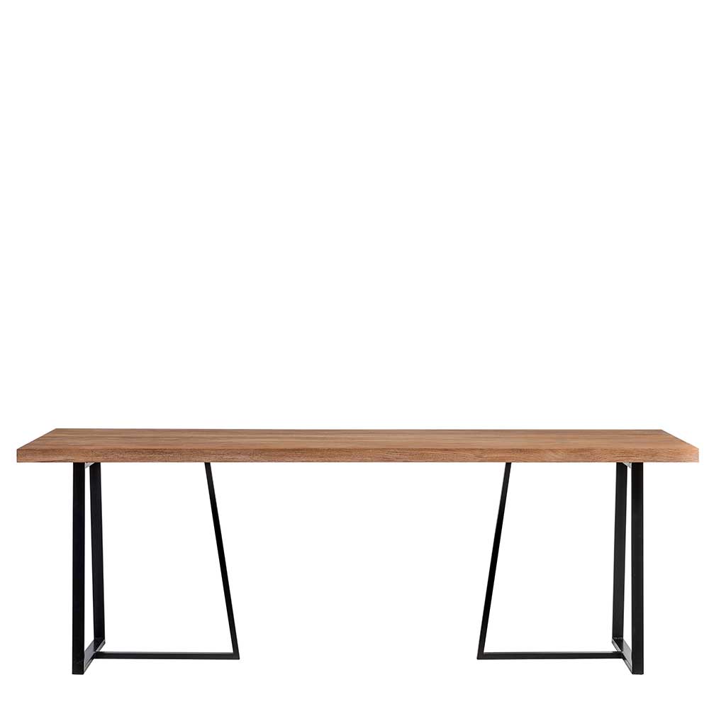 Esszimmer Tisch Handiran I mit Massivholzplatte in Teakfarben