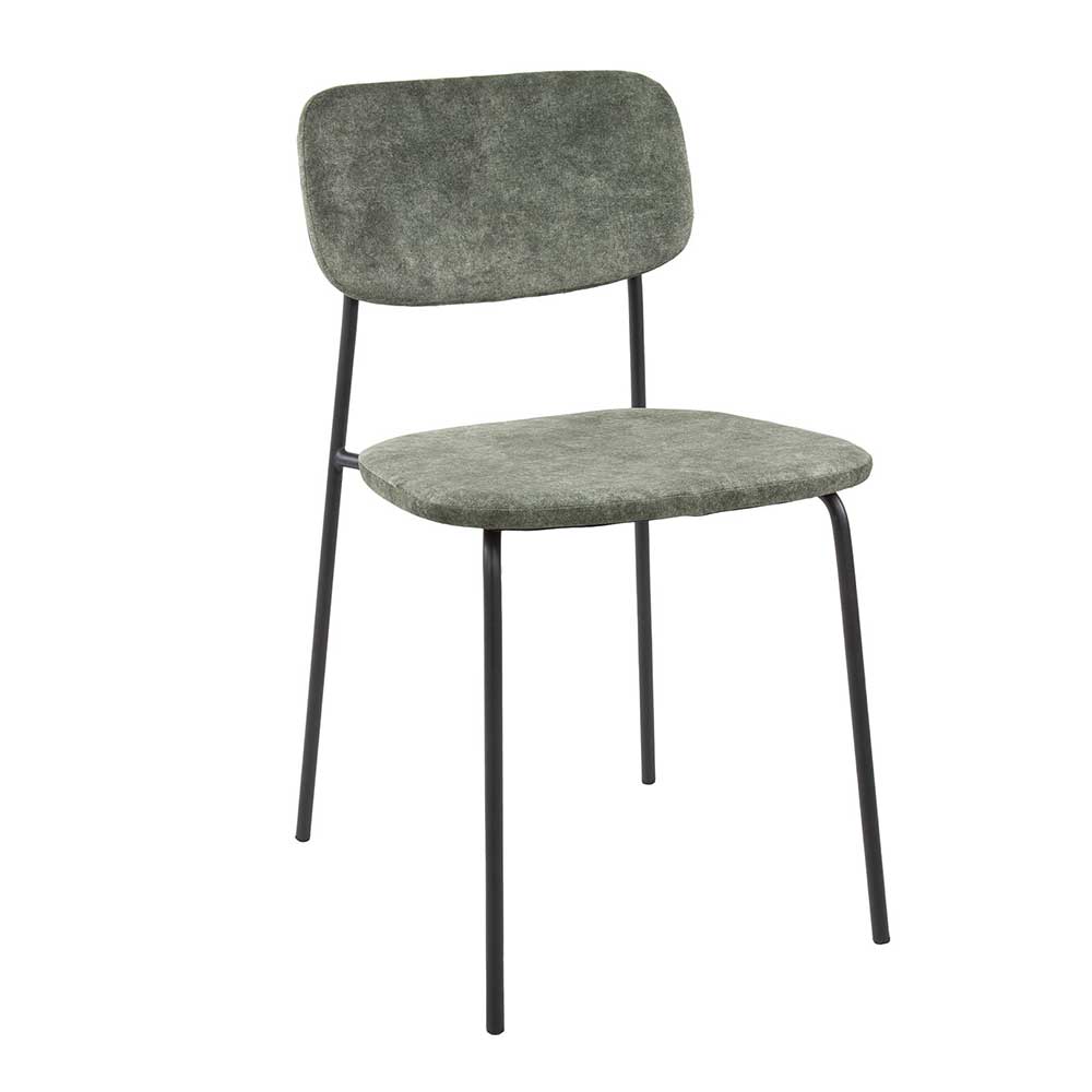Esstisch Stühle dunkelgrün Cesario in modernem Design mit Metallgestell (4er Set)