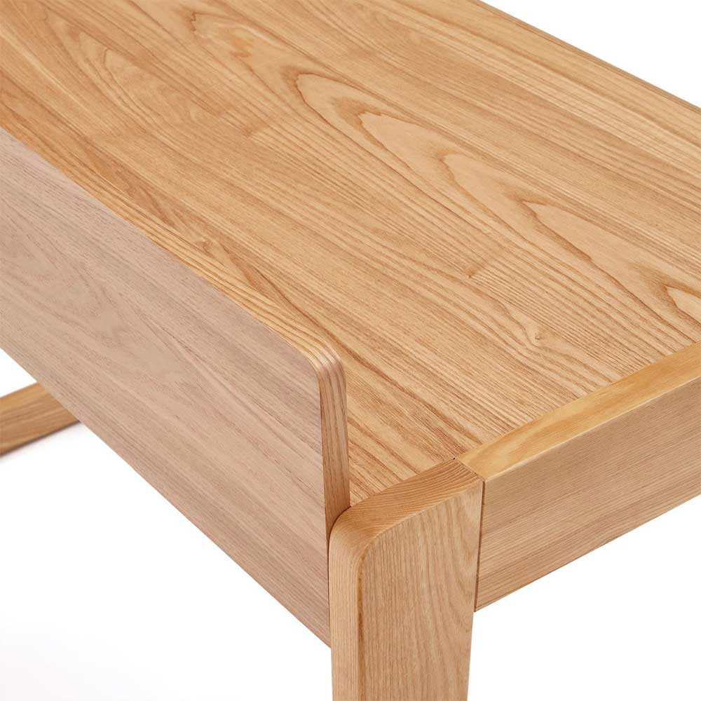 Schreibtisch Granba in Eschefarben mit Massivholz Bügelgestell