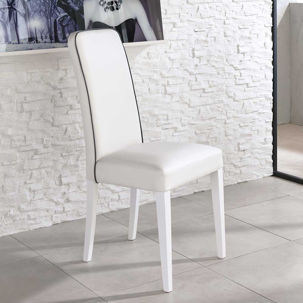 Stuhl Set Lenea aus Kunstleder in Weiß (2er Set)