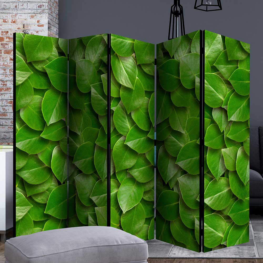 Paravent Raumteiler Loisango in Grün mit Blättermuster