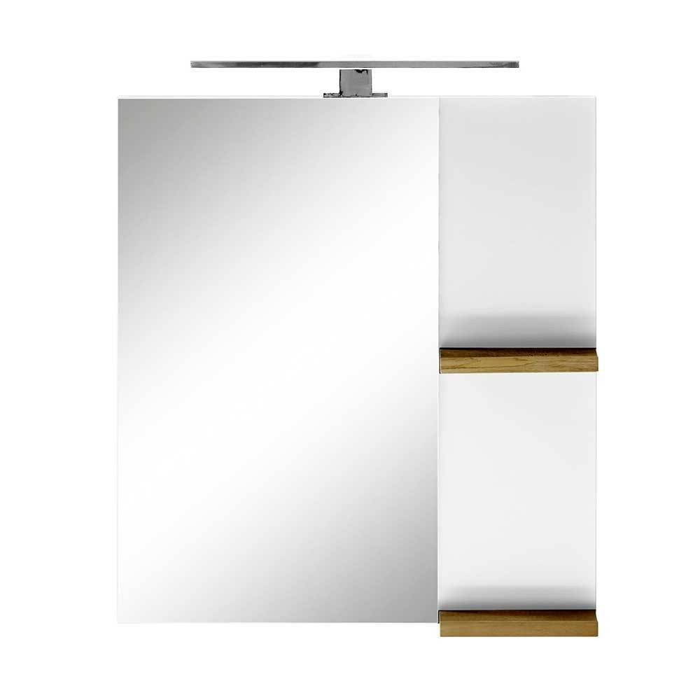 Gäste WC Möbel Nushivon in Weiß Hochglanz mit LED Beleuchtung (zweiteilig)