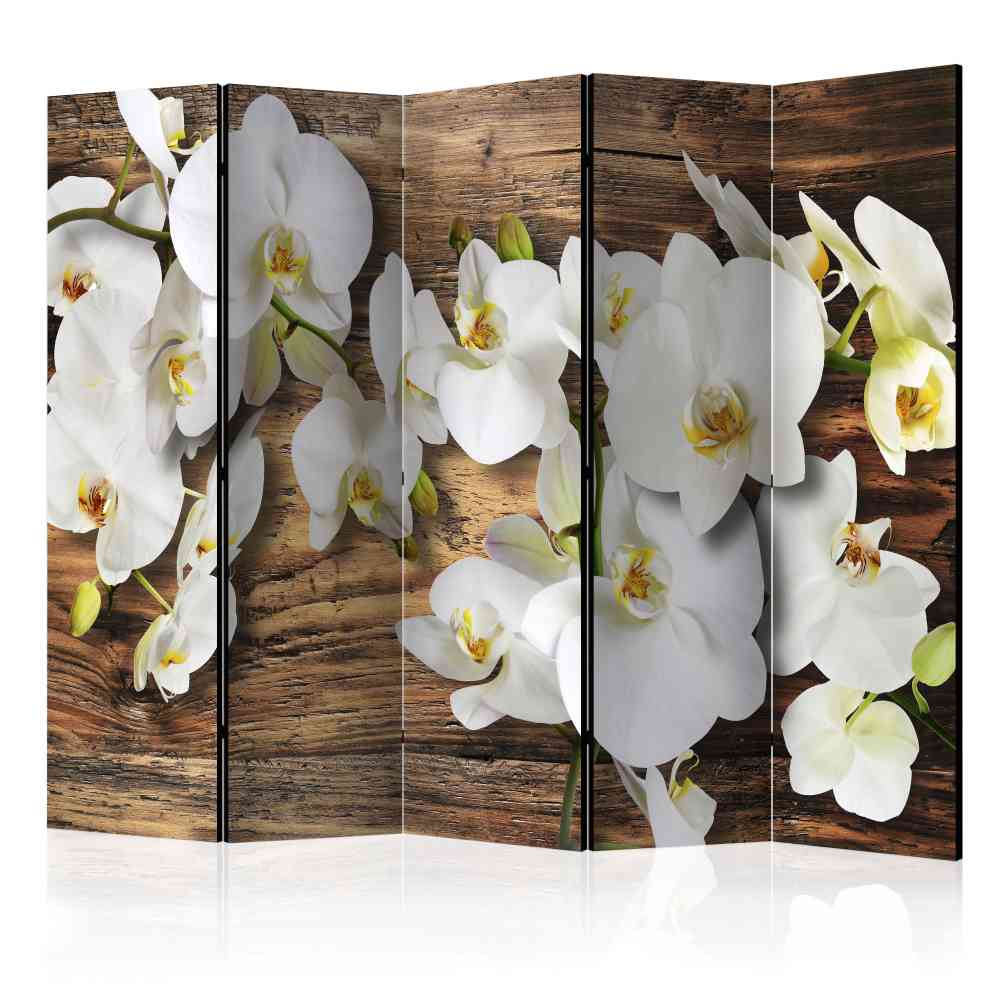 Leinwand Raumteiler Nitrino mit Orchideen Motiv 225 cm breit