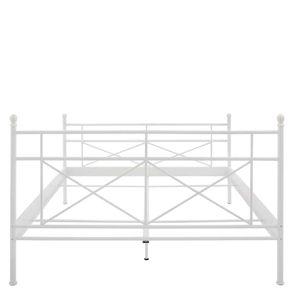 Landhausstil Metall Bettgestell Alan in Weiß mit 36 cm Einstiegshöhe