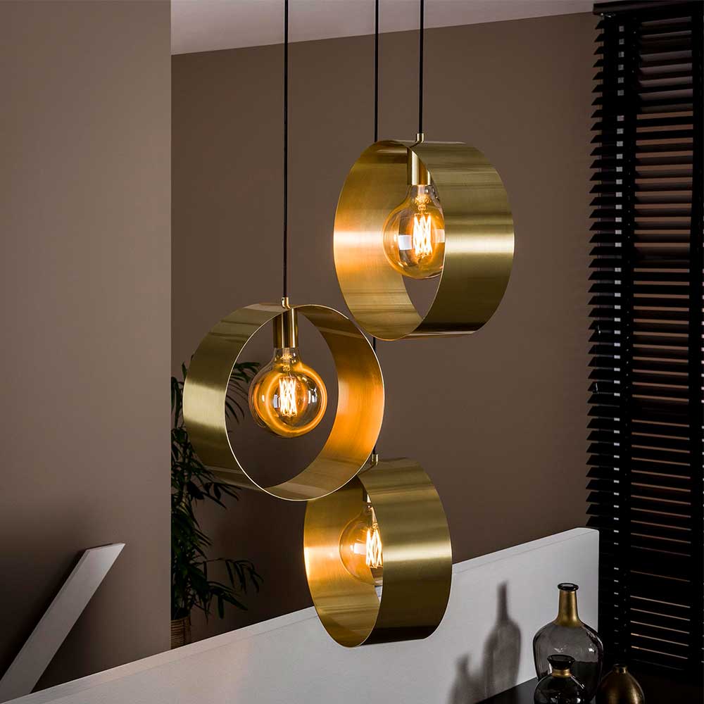 Deckenlampe Vyrana in Goldfarben mit drei Fassungen