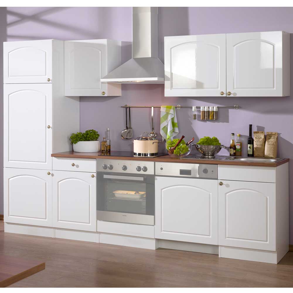 280 cm Küche Whites in Weiß Hochglanz ohne Elektro (sechsteilig)