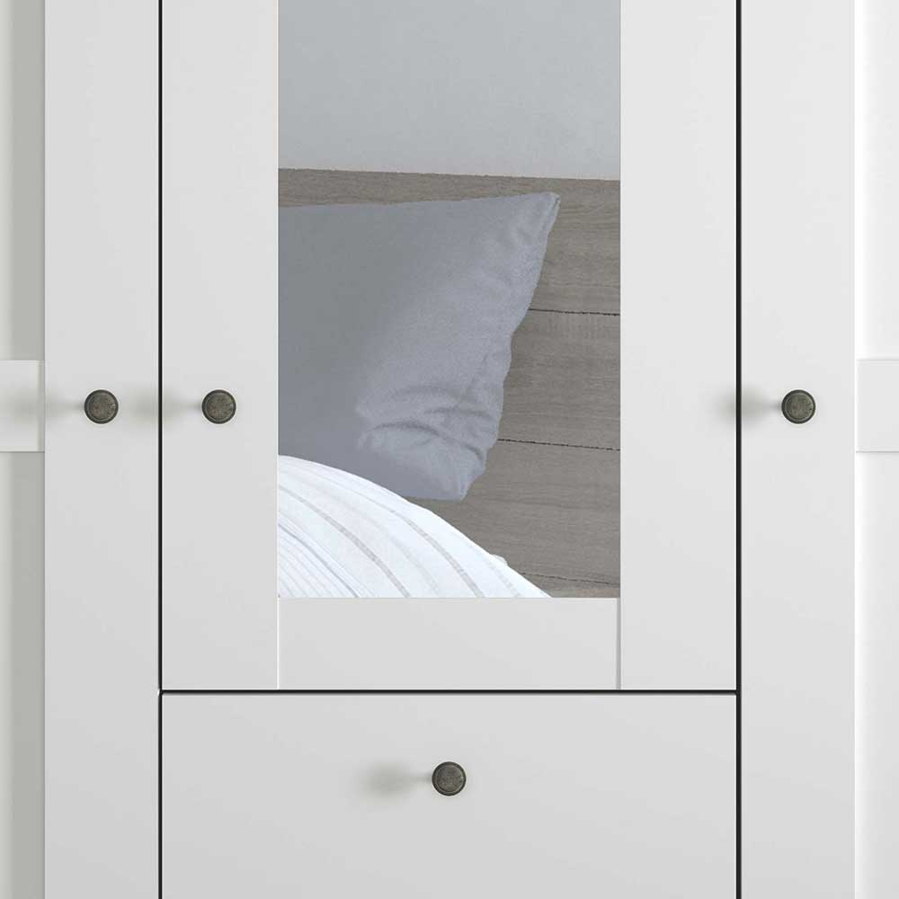 Weißer Kleiderschrank Tudana mit Spiegeltür 150 cm breit
