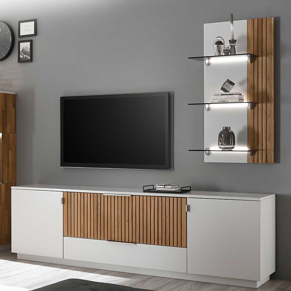 TV Lowboard 192 cm Sibiuta in Eiche Bianco und Weiß - modernes Design