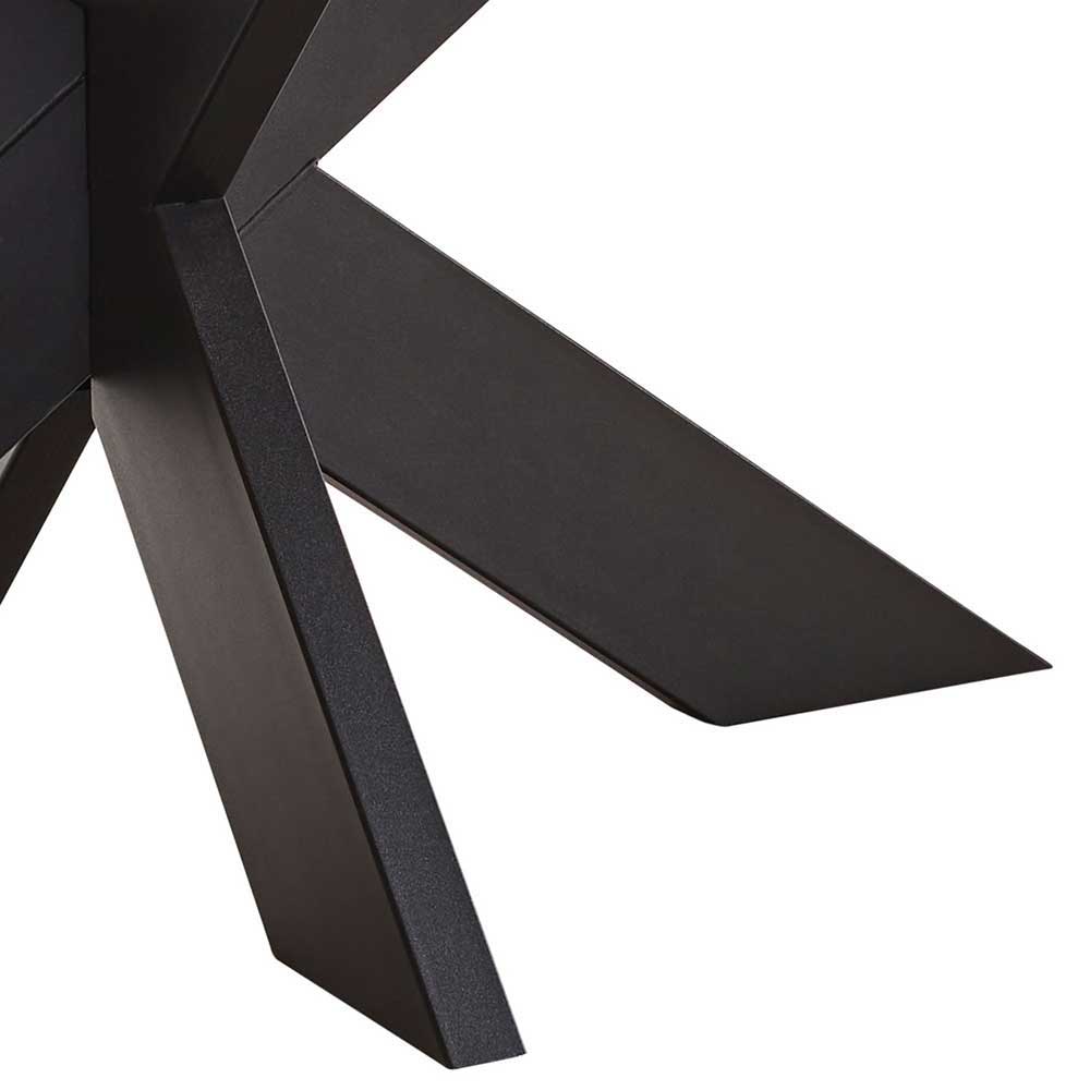 Tisch Spider-Gestell Benitov aus Metall mit Massivholzplatte