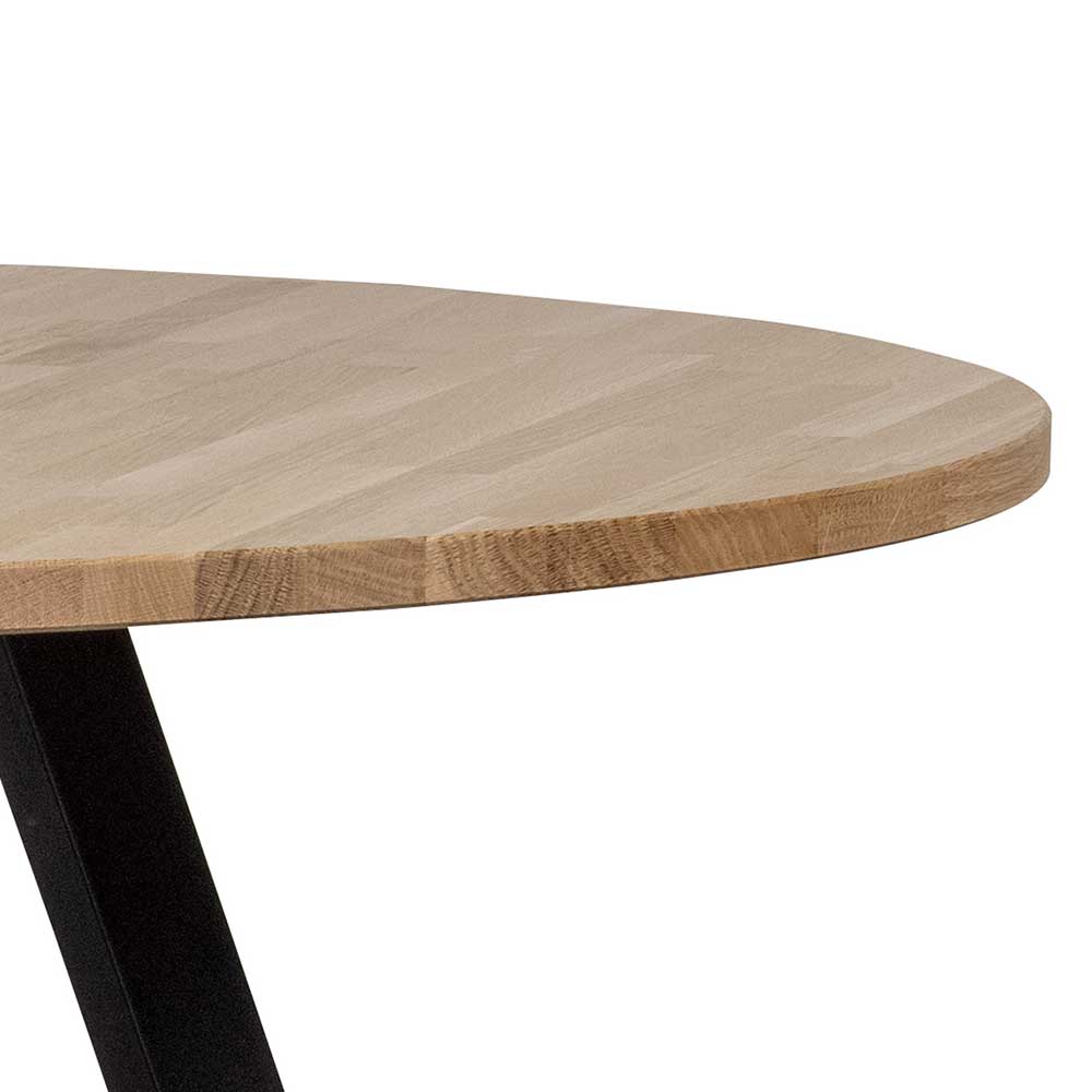 Moderner Tisch Geniasan aus Eiche Massivholz und Stahl