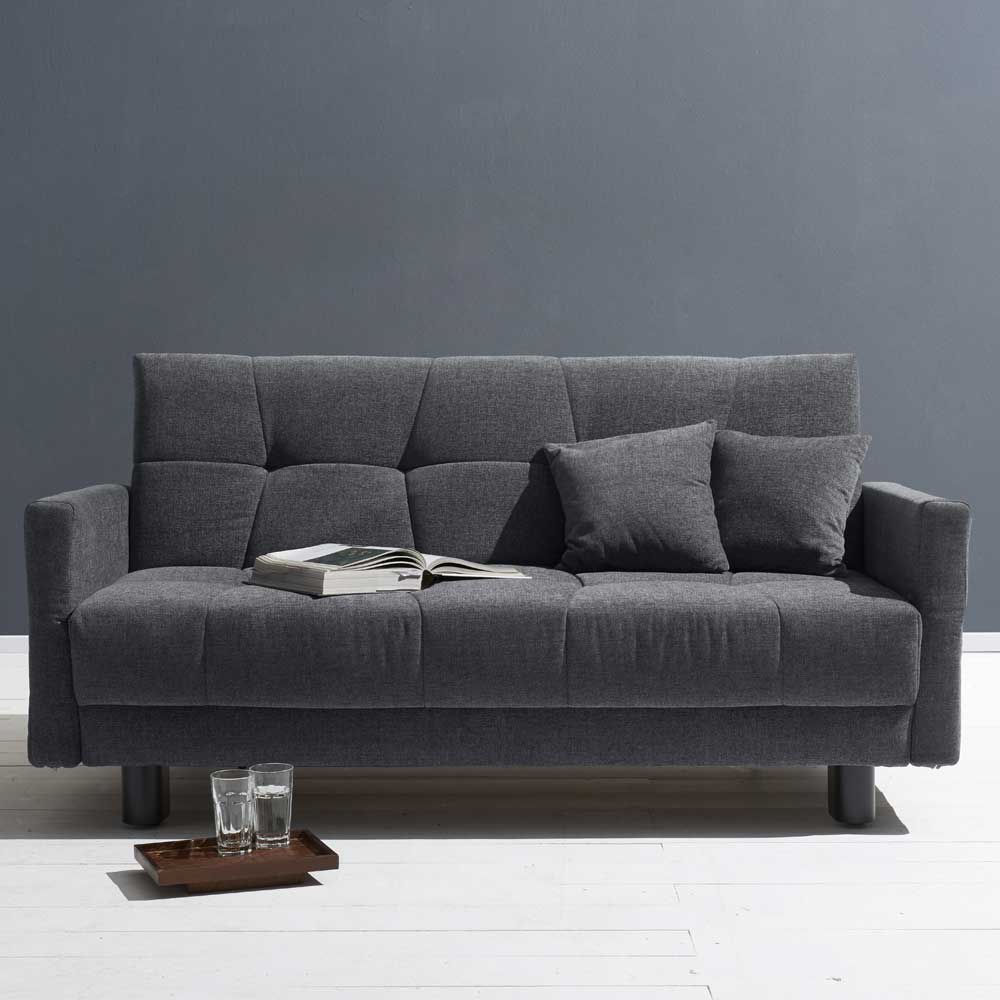 Sofa Toledo in Blaugrau Flachgewebe mit Schlaffunktion
