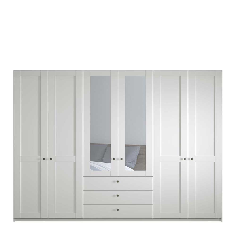 Landhausstil Kleiderschrank Tudana in Weiß mit Spiegeltüren