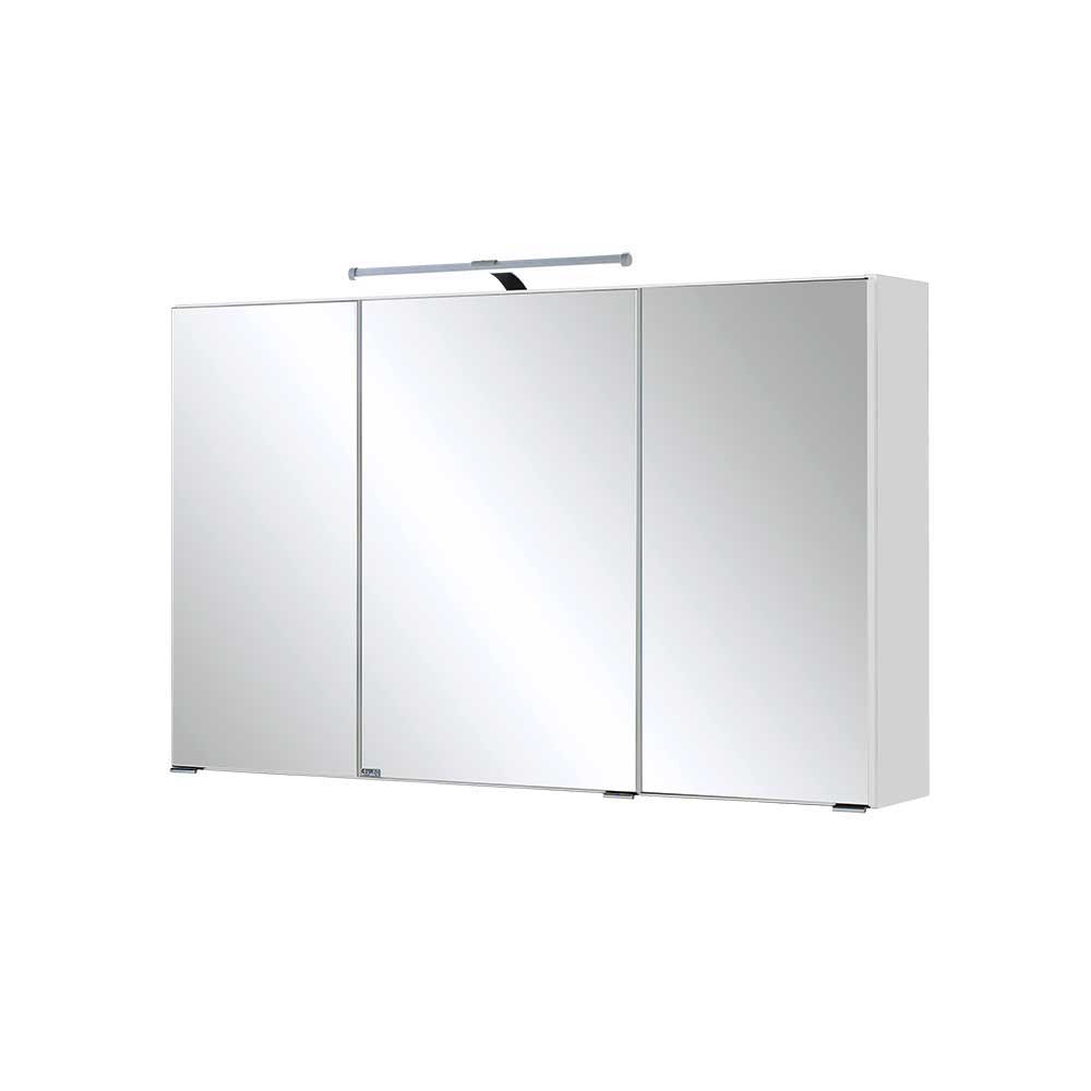 Badezimmermöbel Set Daney in Weiß Hochglanz mit Beleuchtung (fünfteilig)