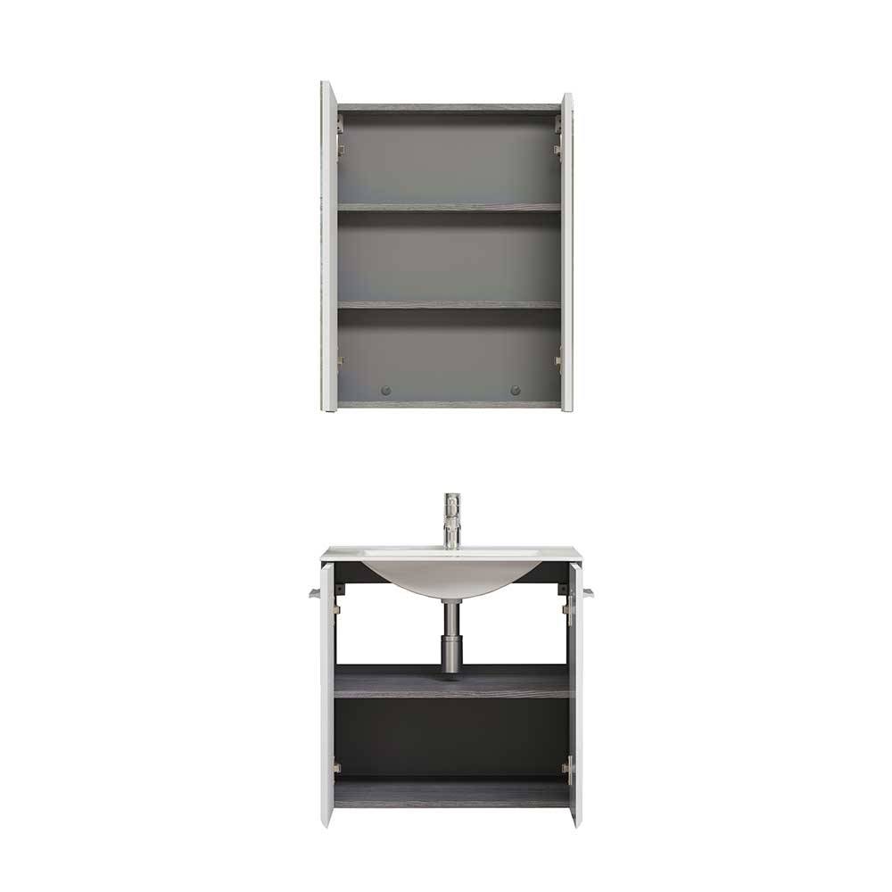 2-teiliges Badmöbel Set Cisca mit Waschbecken und Spiegelschrank (dreiteilig)