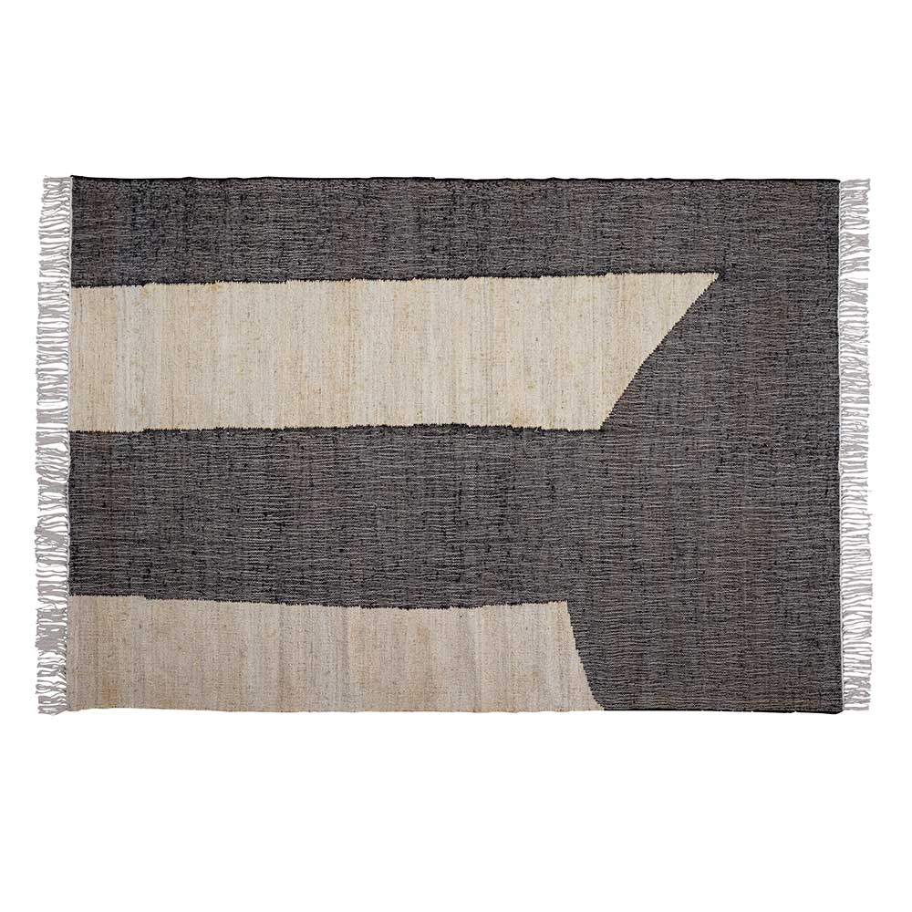 Teppich Litai in Schwarzgrau und Beige mit abstraktem Muster