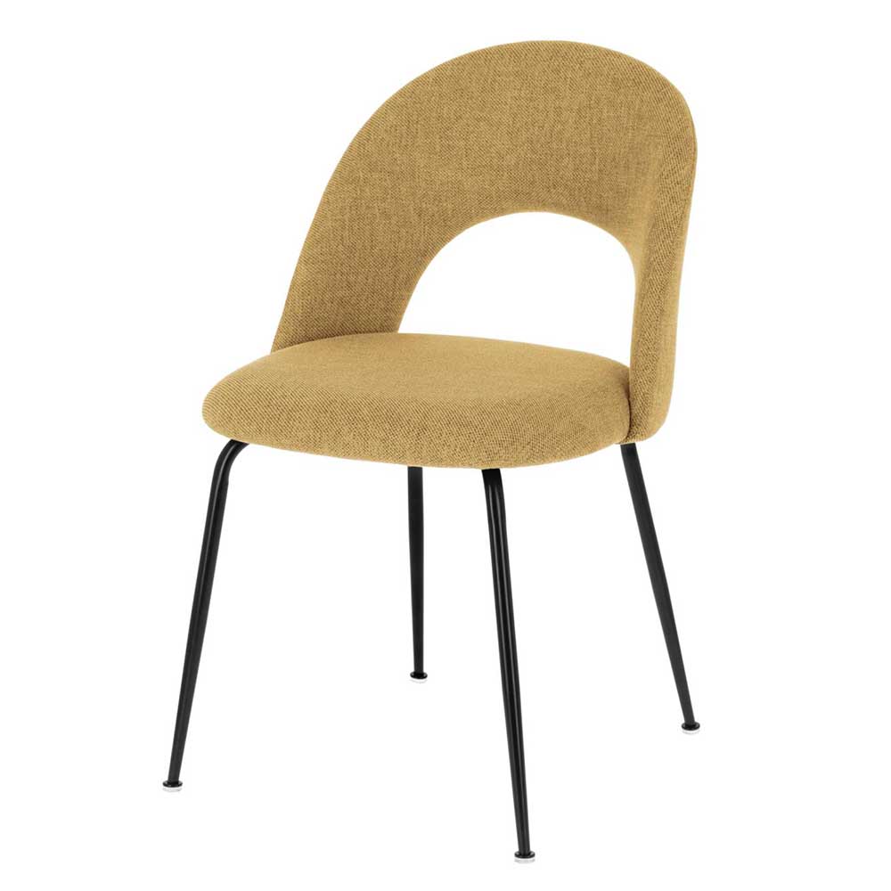 Moderne Stühle Davinitis in Gelb Stoff mit Gestell aus Metall (4er Set)