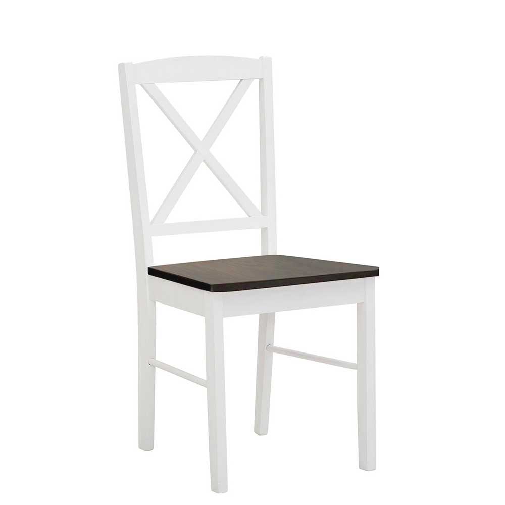 Stuhl Set Küche Jios im Landhausstil mit Rückenlehne aus Holz (2er Set)