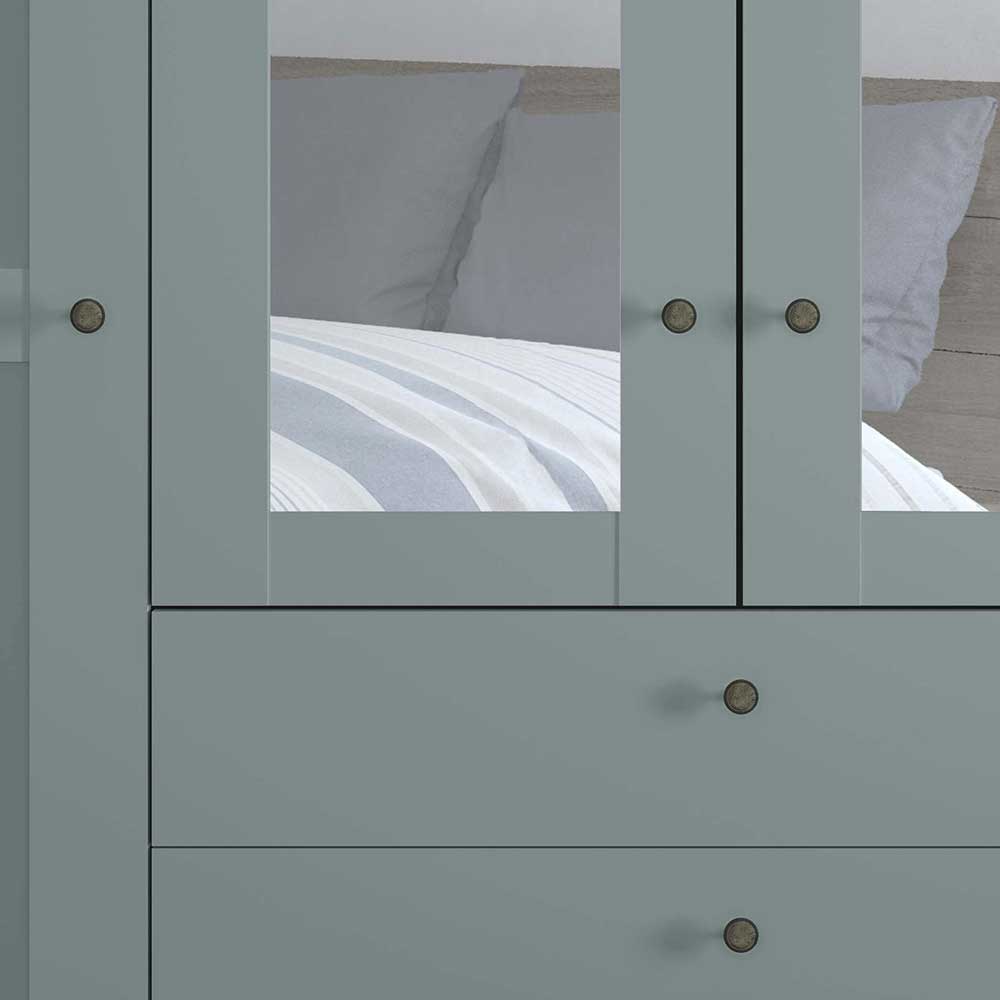 Moderner Landhaus Schlafzimmerschrank Forjan in Graugrün 200 cm breit