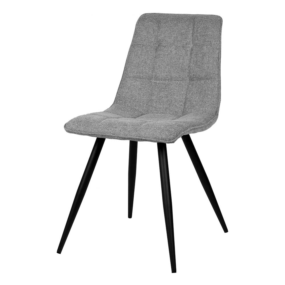 Stuhl Grau Set Ilena mit Strukturstoff Bezug und Gestell aus Metall (2er Set)