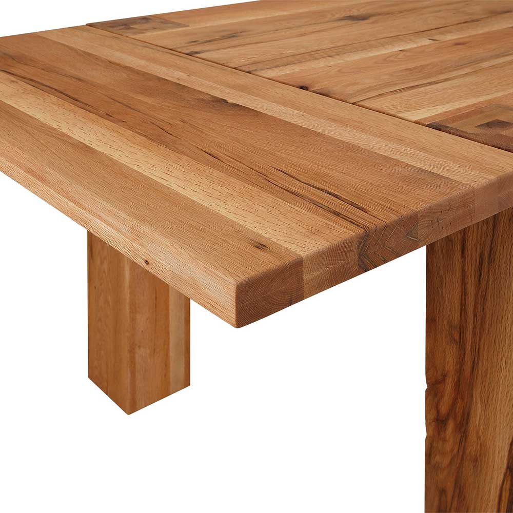 Holztisch Barossio aus Wildeiche Massivholz gebürstet und geölt