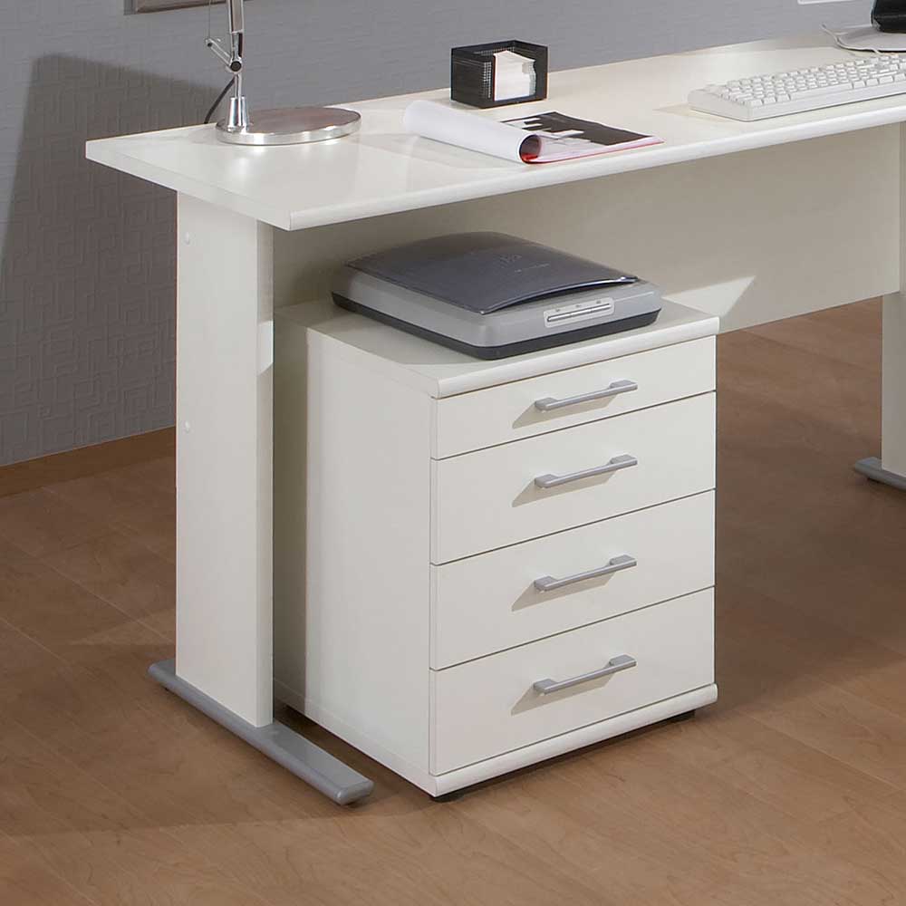 Schreibtischcontainer Wardin in Weiß mit vier Schubladen