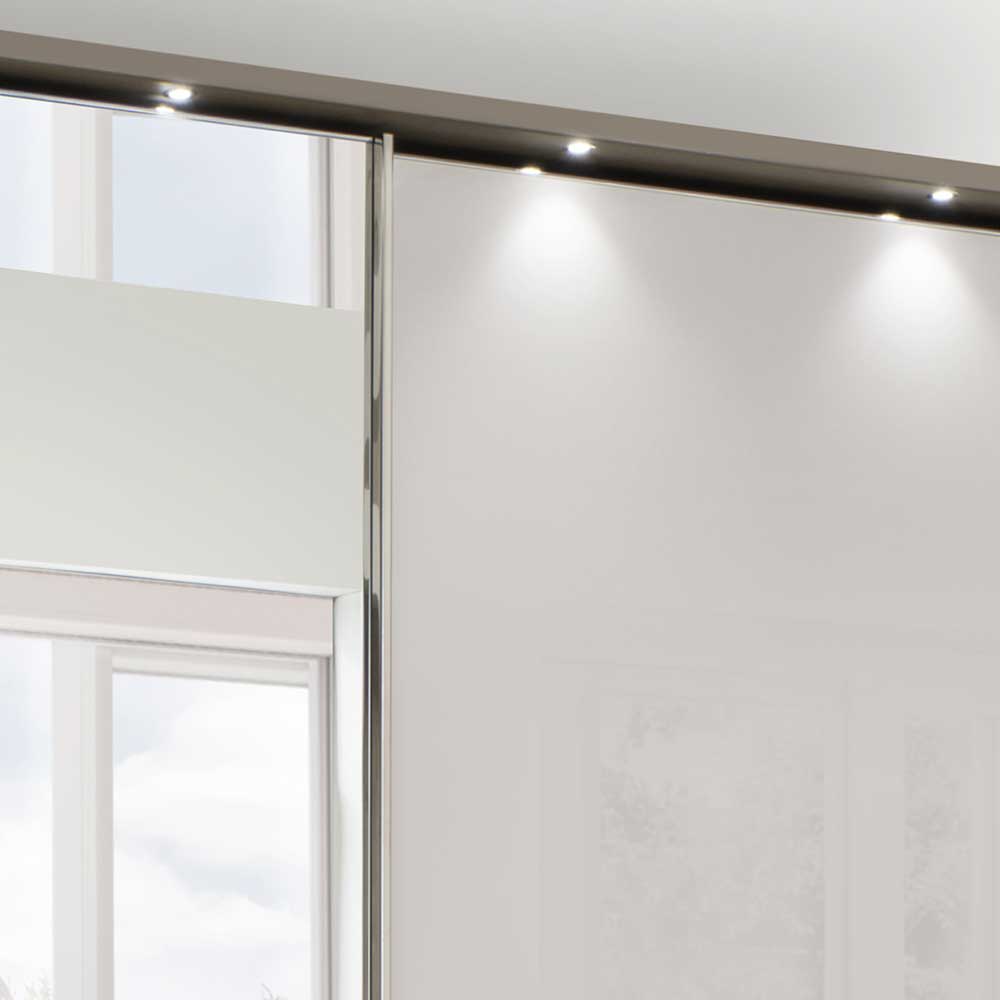 Schlafzimmerkleiderschrank Zimonetta mit Spiegeltür in hell Grau und Braun