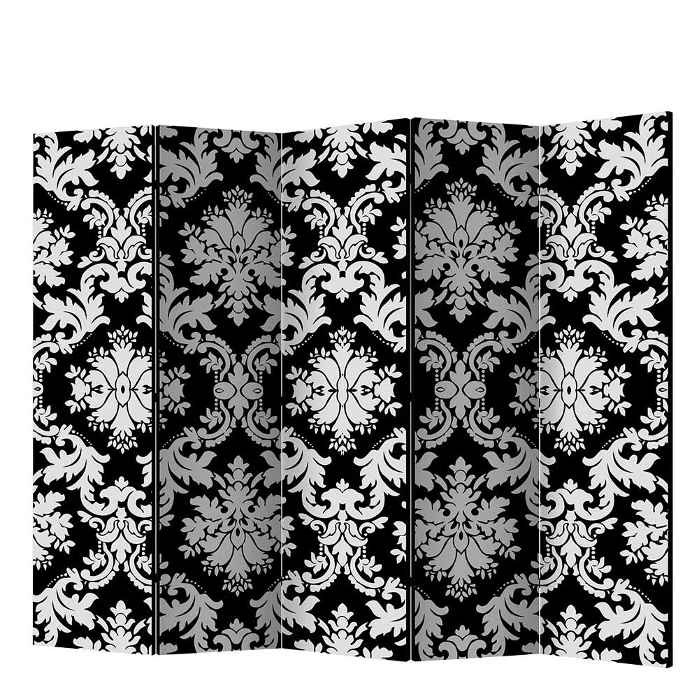 Sichtschutz Indoor Basnia in Schwarz und Weiß mit Ornament Muster