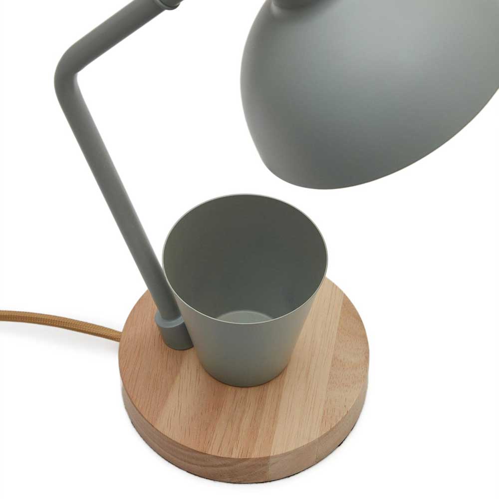 Skandi Design Schreibtischlampe Tambrana in Graugrün aus Metall