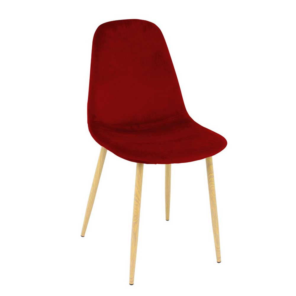 Samt Stühle Rivat in Rot mit Gestell aus Metall (4er Set)
