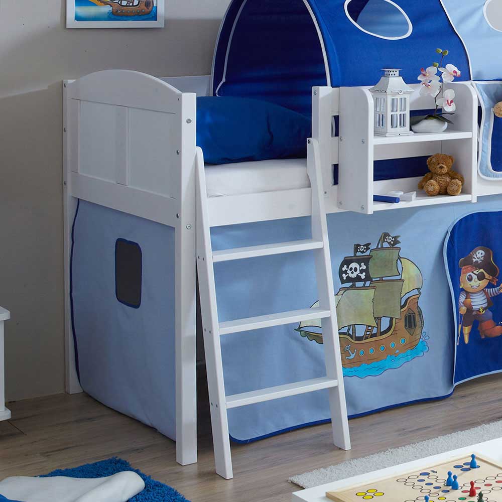 Kinderhochbett Federigo in Blau-Weiß