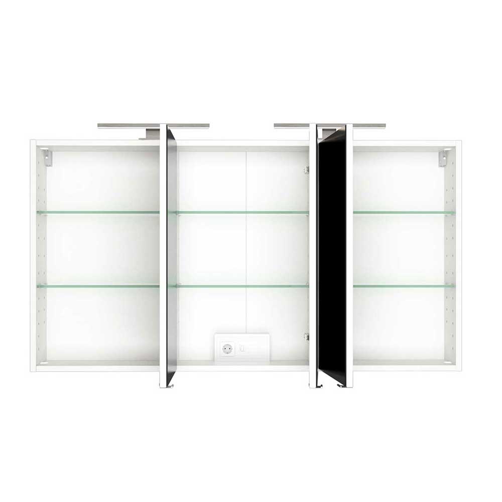 Badezimmermöbel Set Folcora mit Doppel Waschtisch in Weiß (fünfteilig)