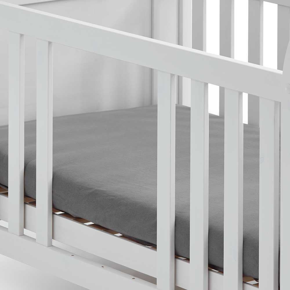 Babybett Boulogne in Weiß und Grau aus Kiefer Massivholz