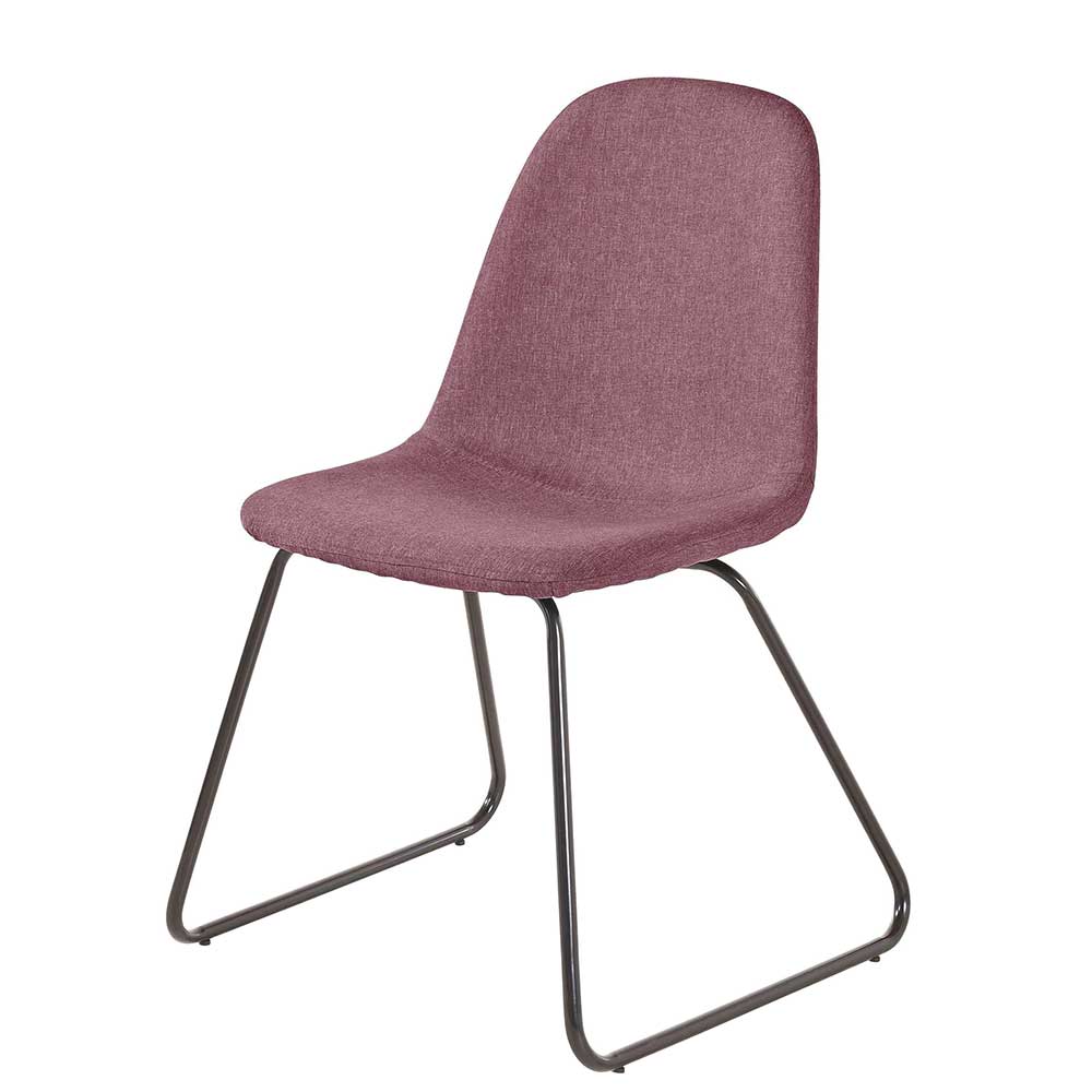 Stühle Hermine in Rosa Webstoff mit Metallbügeln in Schwarz (2er Set)