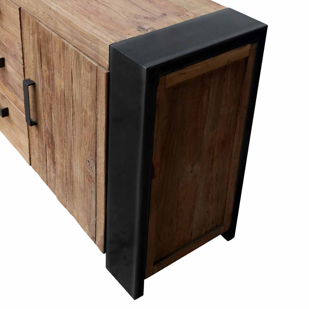 Loft Sideboard Condy aus Teak Massivholz Metall Schwarz