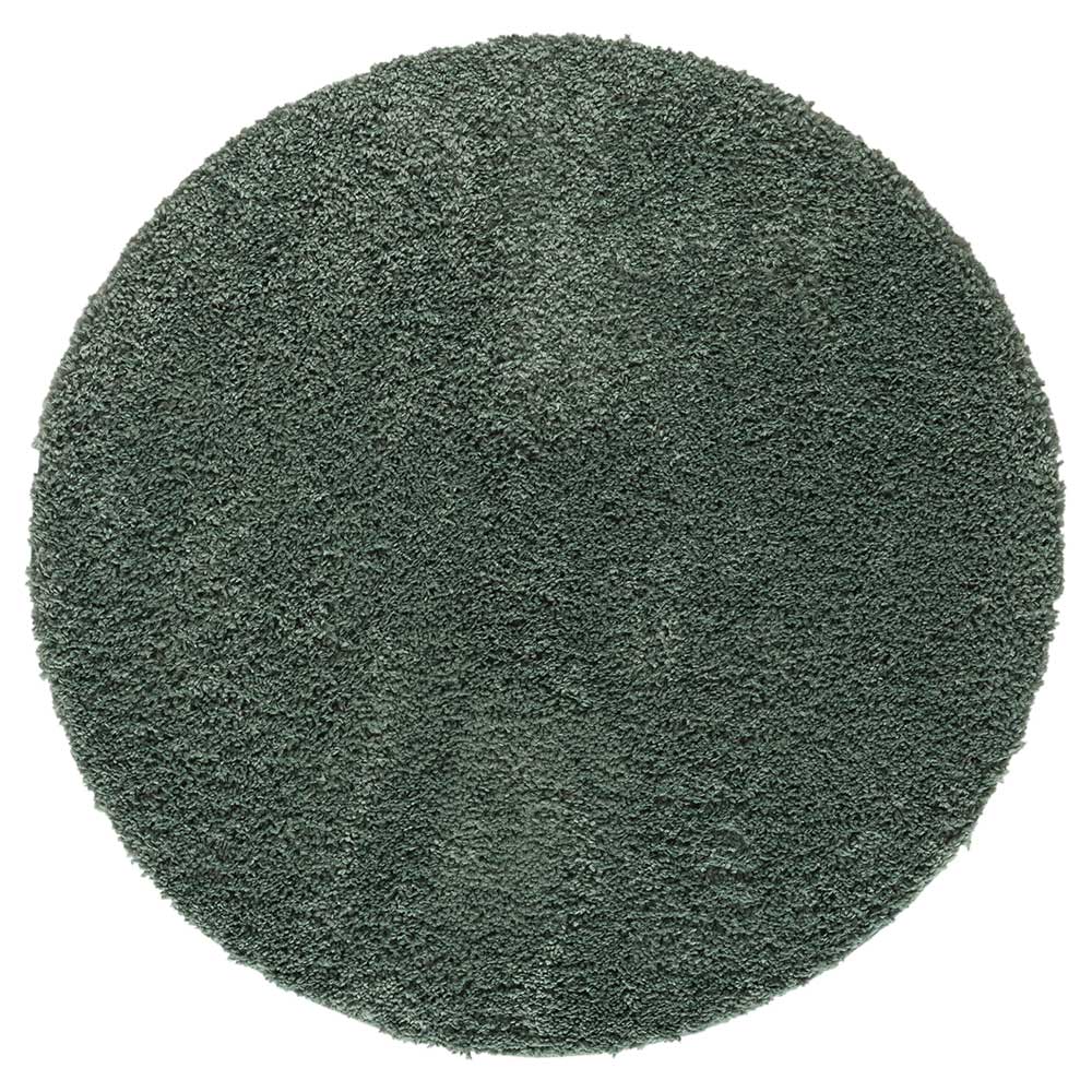 Grüner Shaggy Teppich Dream rund - 150 cm Durchmesser
