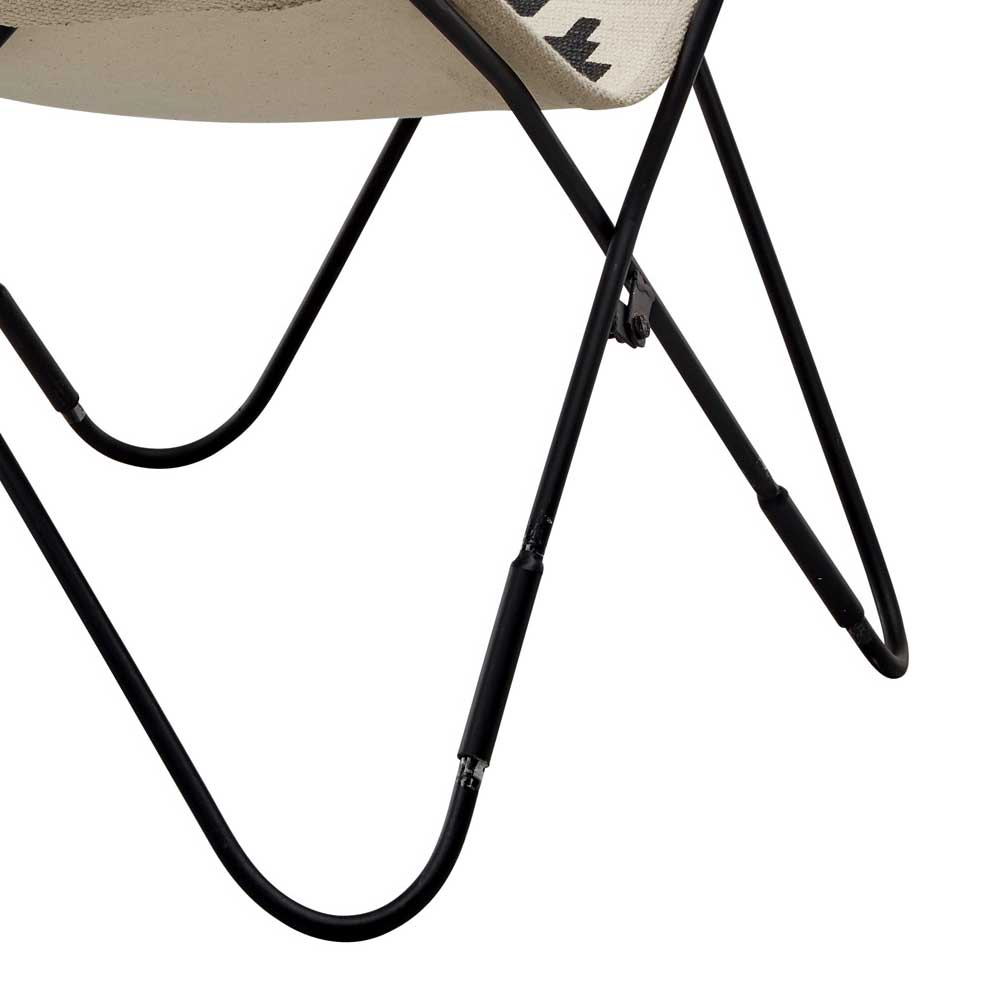 Butterfly-Stuhl Badry mit Ethno Muster und Vierfußgestell aus Metall