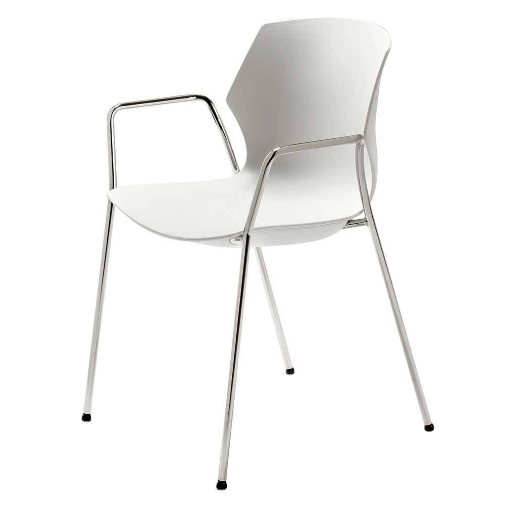 Weißer Kunststoff Stuhl Liazuria mit Armlehnen Made in Germany