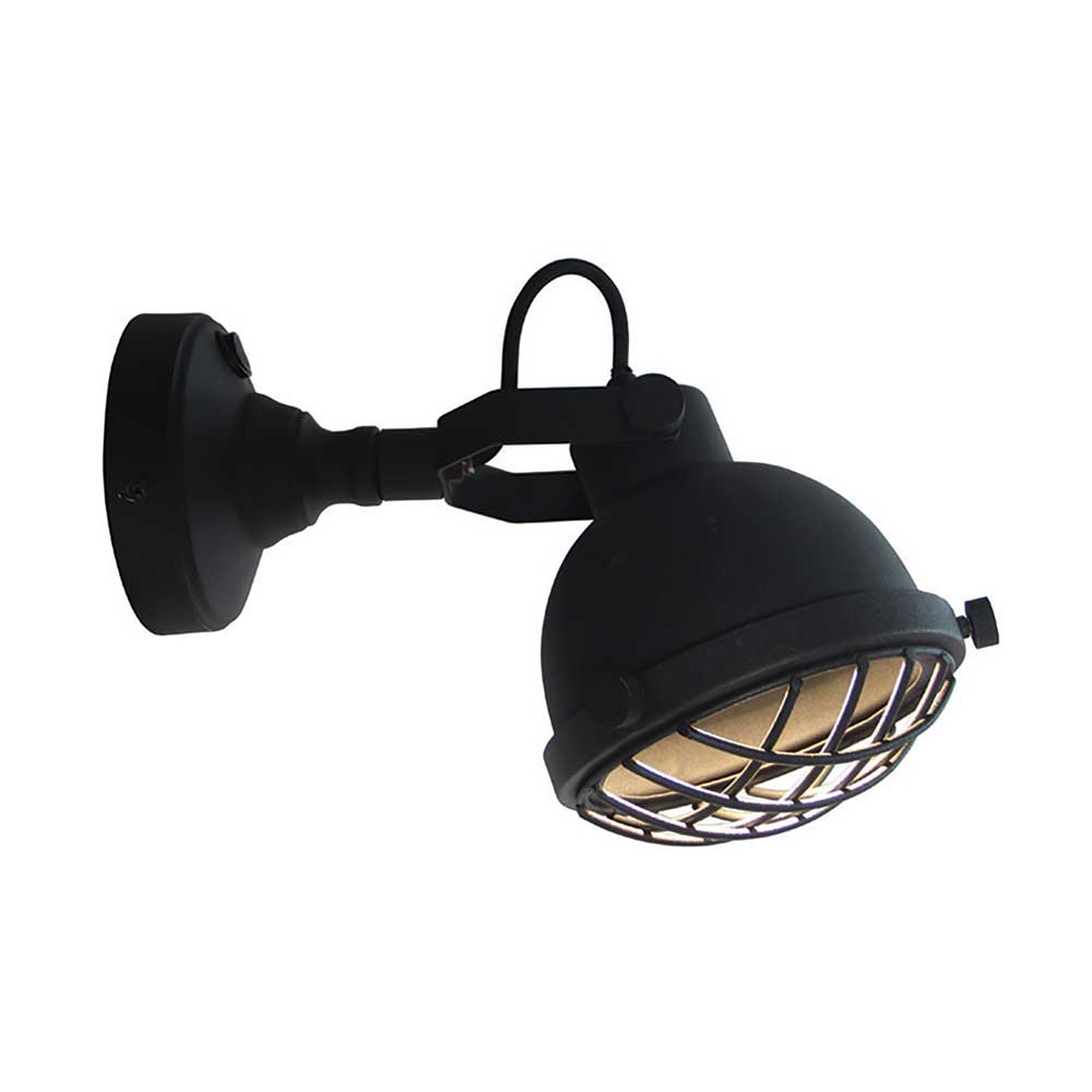 Schwarze Wandlampe Cambita aus Metall mit LED Beleuchtung