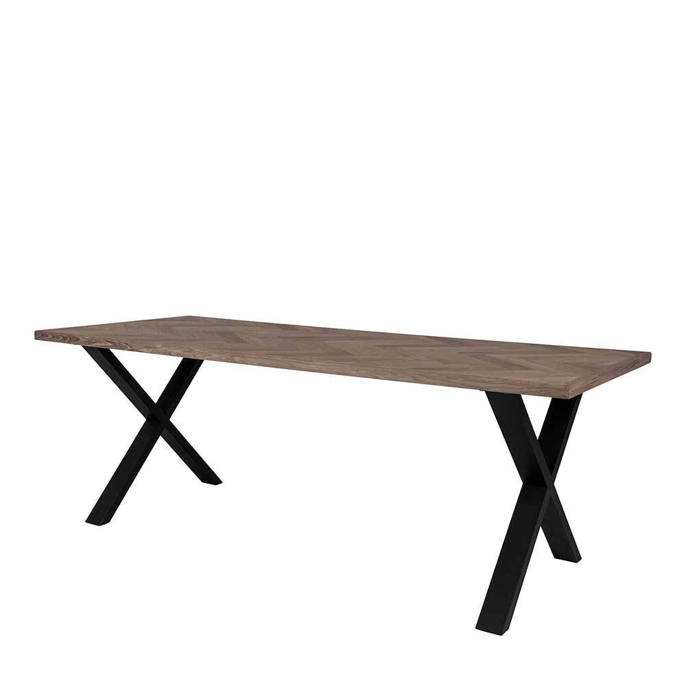 Esszimmer Tisch Cellja in Eiche Rauchfarben und Schwarz 200 cm breit