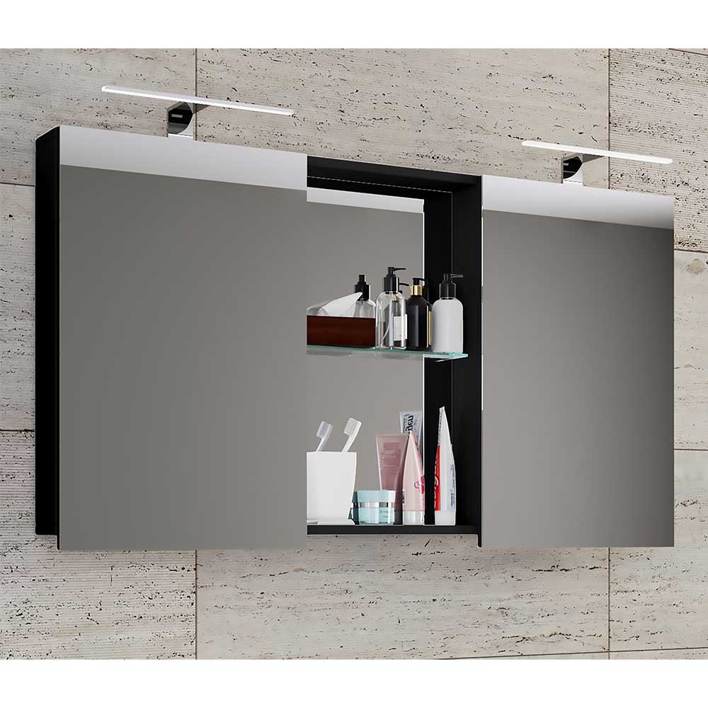 Badspiegelschrank Coal in Schwarz mit zwei Spiegeltüren